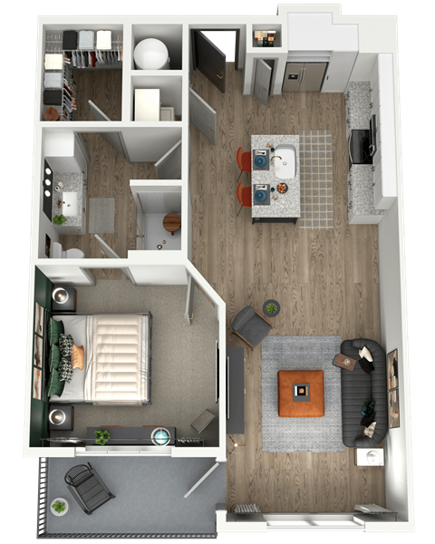 a floor plan of a house with a bedroom and a living room